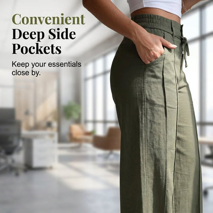TYIIPLUS™ Women’s Wide Leg Pleated Trousers – Elegant Vertical Line Design