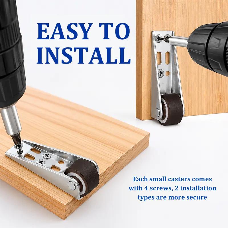 TYIIPLUS™ Heavy Duty Furniture Roller Wheels – 110LBS Low Profile Sliding Casters for Cabinets, Doors, Drawers & Plant Stands