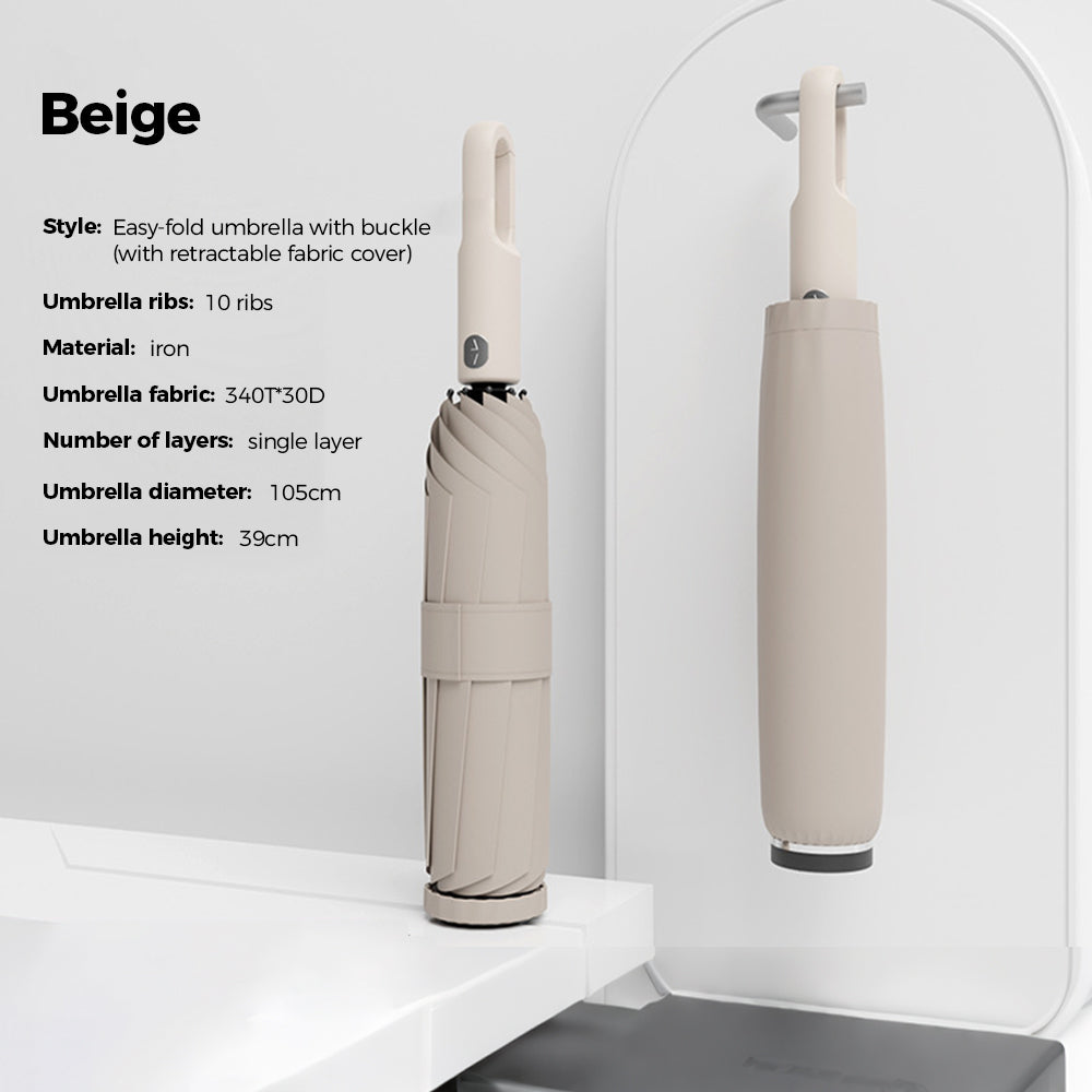 Portable Three-Fold Automatic Umbrella with Concealed Retractable Umbrella Cover