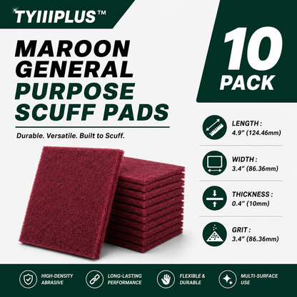 TYIIPLUS™ 3.4" × 4.9" Maroon Scuff Pads (10-Pack)