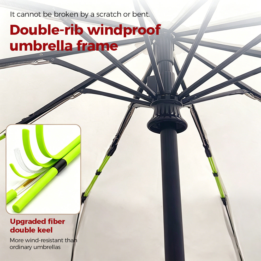 Portable Three-Fold Automatic Umbrella with Concealed Retractable Umbrella Cover