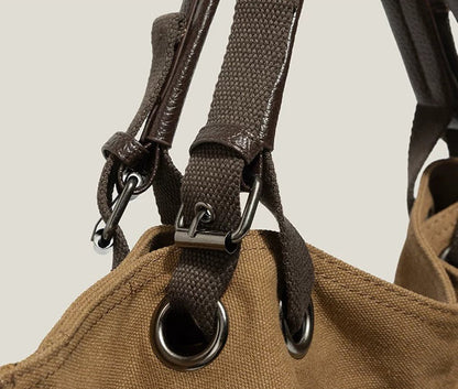 Vintage Canvas Tote Bag for Women Large Capacity Commuter Crossbody Handbag