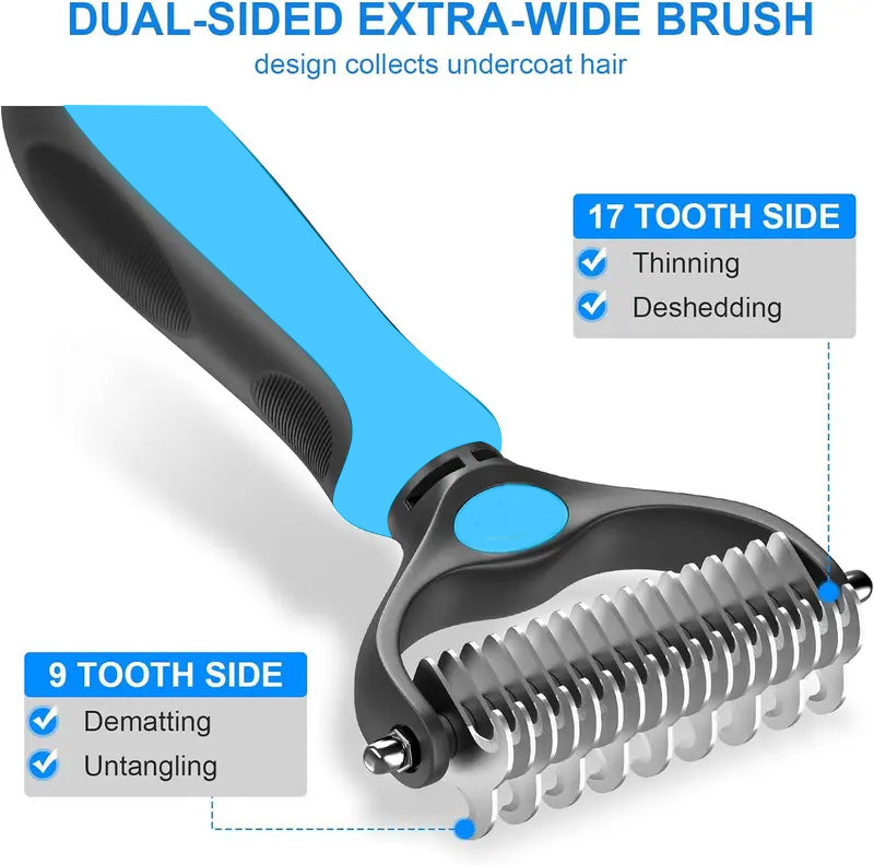 🐾 Double-Sided Deshedding Pet Brush – Dual-Sided, Ergonomic & Gentle for Dogs & Cats