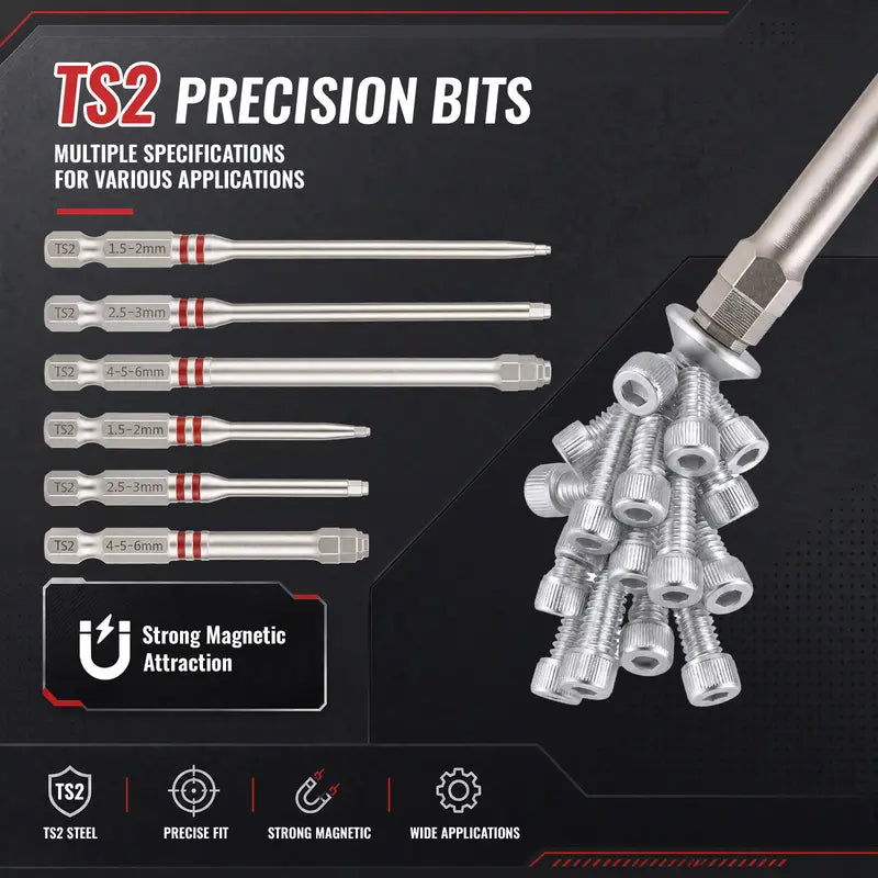 TYIIPLUS™ 6PCS S2 Alloy Steel Magnetic Screwdriver Bits Set – Pagoda Hex Shank Drill Bit Set
