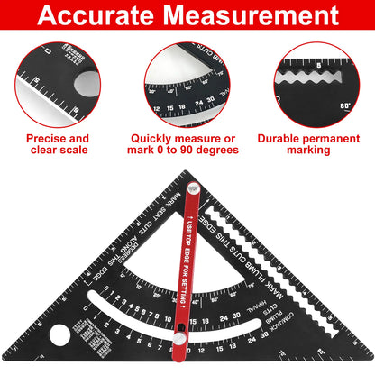 Pro-Adjustable 7" Speed Rafter Square - Multi-Functional Woodworking Layout Tool with Precision Positioner