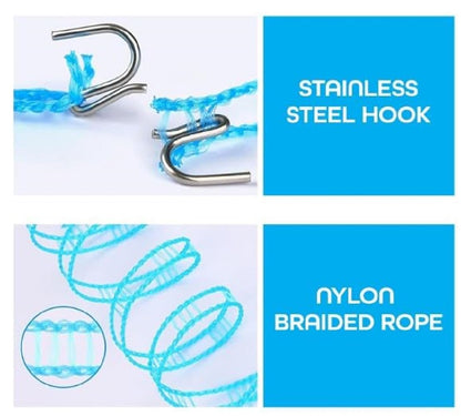 5M Windproof Anti-Slip Portable Clothesline with Hooks