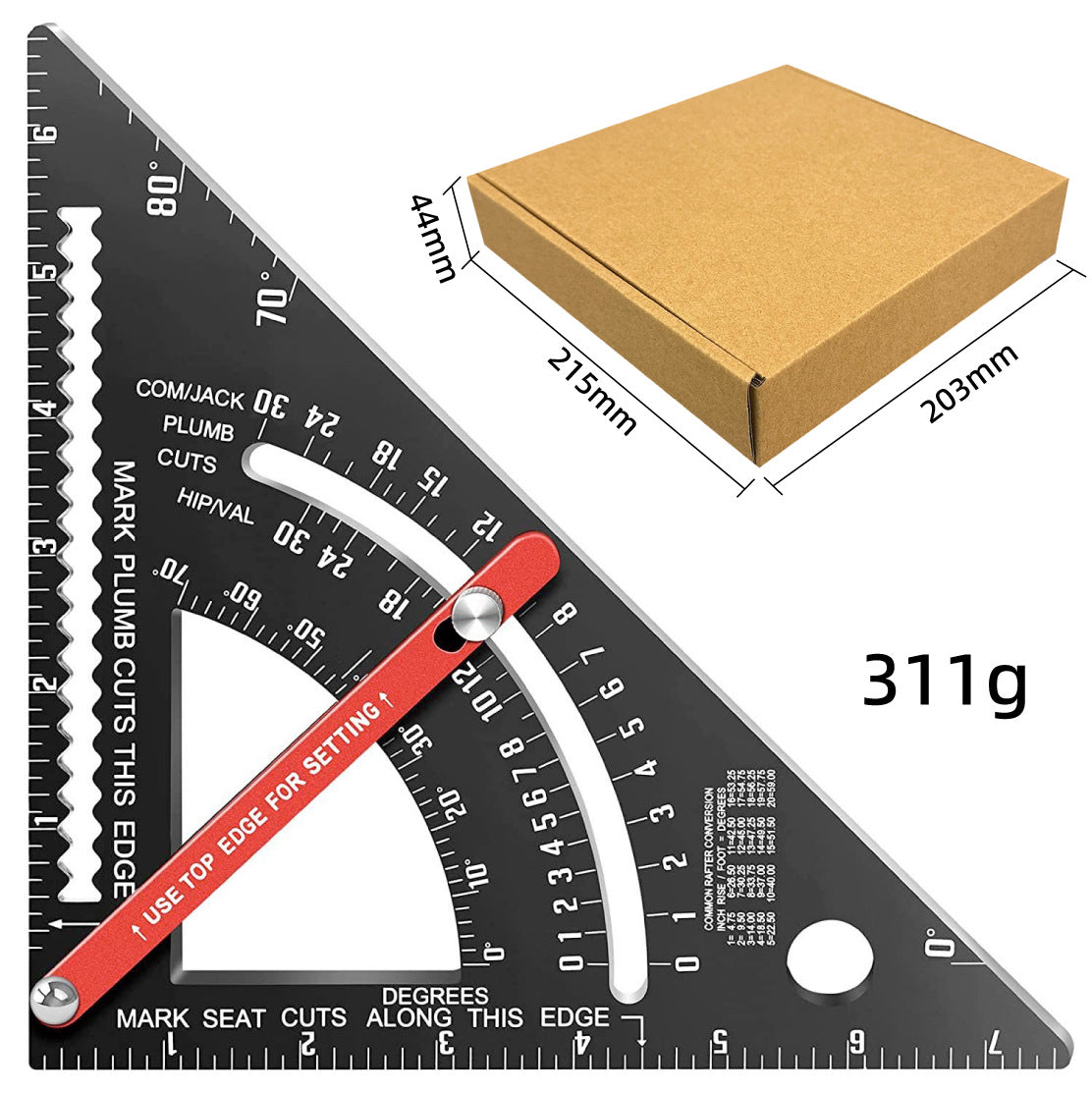 Pro-Adjustable 7" Speed Rafter Square - Multi-Functional Woodworking Layout Tool with Precision Positioner