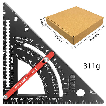 Pro-Adjustable 7" Speed Rafter Square - Multi-Functional Woodworking Layout Tool with Precision Positioner