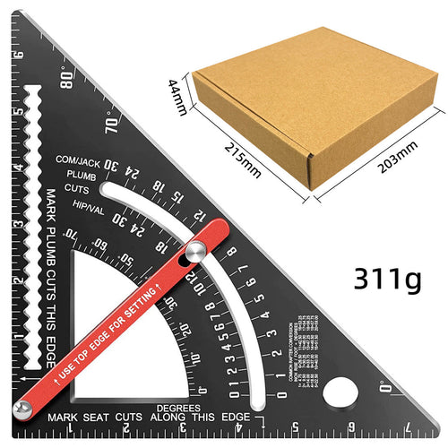 Pro-Adjustable 7" Speed Rafter Square - Multi-Functional Woodworking Layout Tool with Precision Positioner
