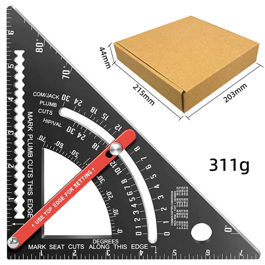 Pro-Adjustable 7" Speed Rafter Square - Multi-Functional Woodworking Layout Tool with Precision Positioner
