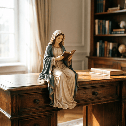 📚🕊️ Bring Divine Peace to Your Library. Virgin Mary Reading Figure