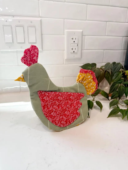 🐔 Handmade Chicken Oven Mitt & Pot Holder – Quilted Hen Hot Pad, Insulated & Heat Resistant, Farmhouse Kitchen Decor 🏡