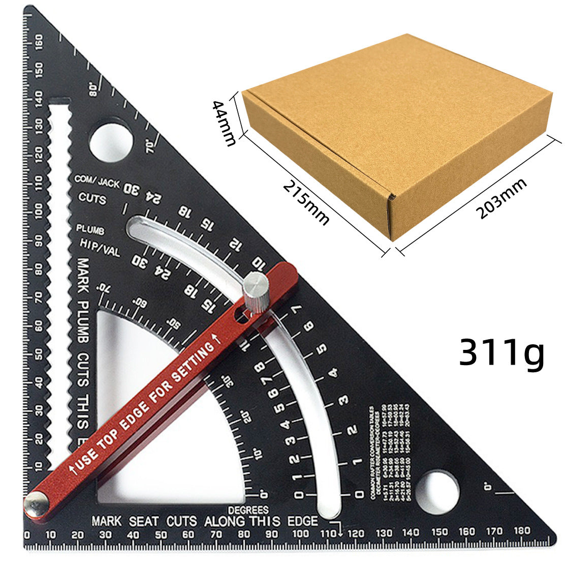 Pro-Adjustable 7" Speed Rafter Square - Multi-Functional Woodworking Layout Tool with Precision Positioner