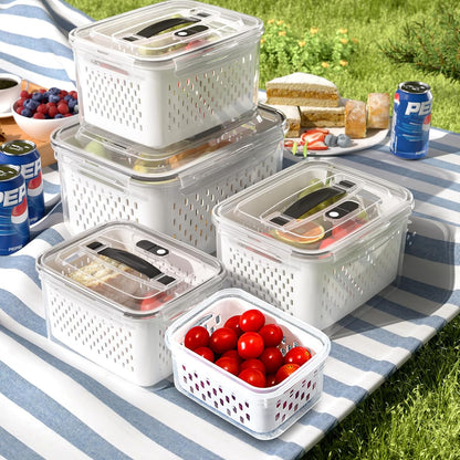 Fruit Storage Containers for Fridge with Removable Colander