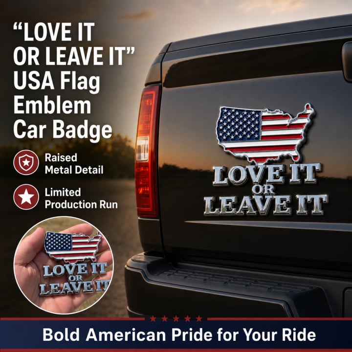 ★“LOVE IT OR LEAVE IT” USA Flag Emblem Car Badge★