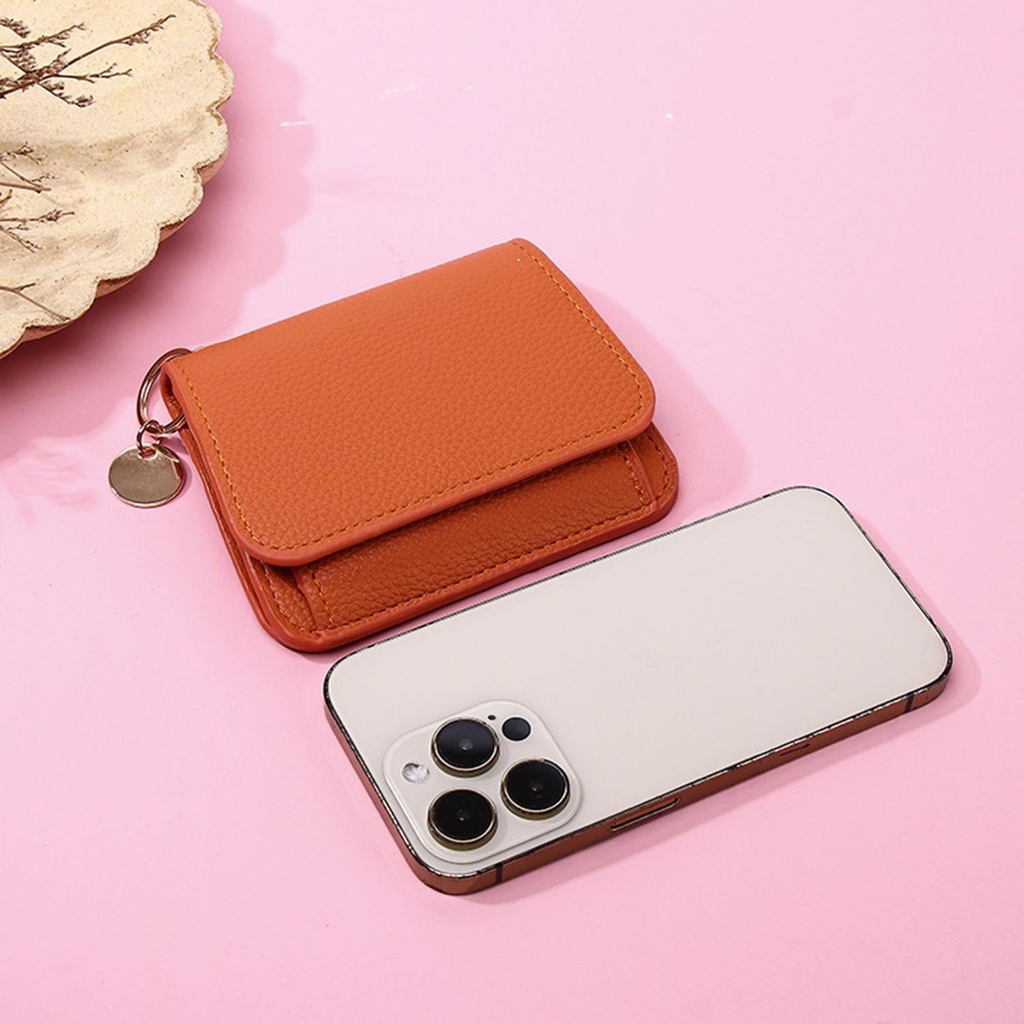 Elegant and Minimalist Women's Slim Short Wallet – with card slots, a bill compartment, and an ID window