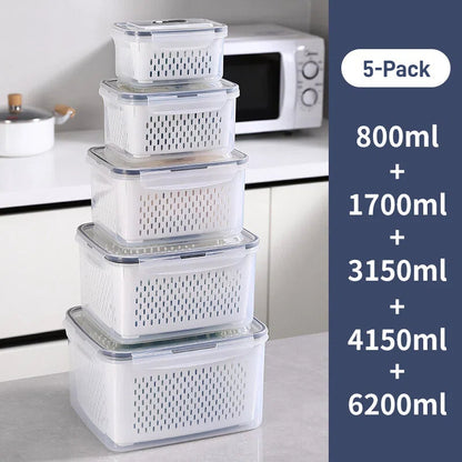 Fruit Storage Containers for Fridge with Removable Colander