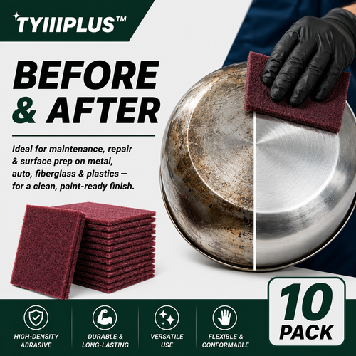 TYIIPLUS™ 3.4" × 4.9" Maroon Scuff Pads (10-Pack)