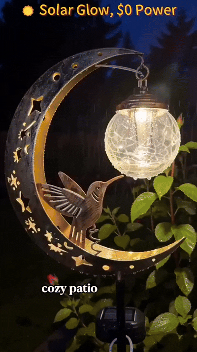 Solar Hummingbird Moon Garden Light – Decorative Outdoor Stake Lantern🌙