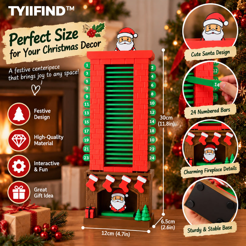 TYIIFIND™ Santa Christmas Countdown Advent Calendar – 24-Day Interactive Fireplace Countdown Decoration