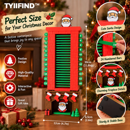 TYIIFIND™ Santa Christmas Countdown Advent Calendar – 24-Day Interactive Fireplace Countdown Decoration