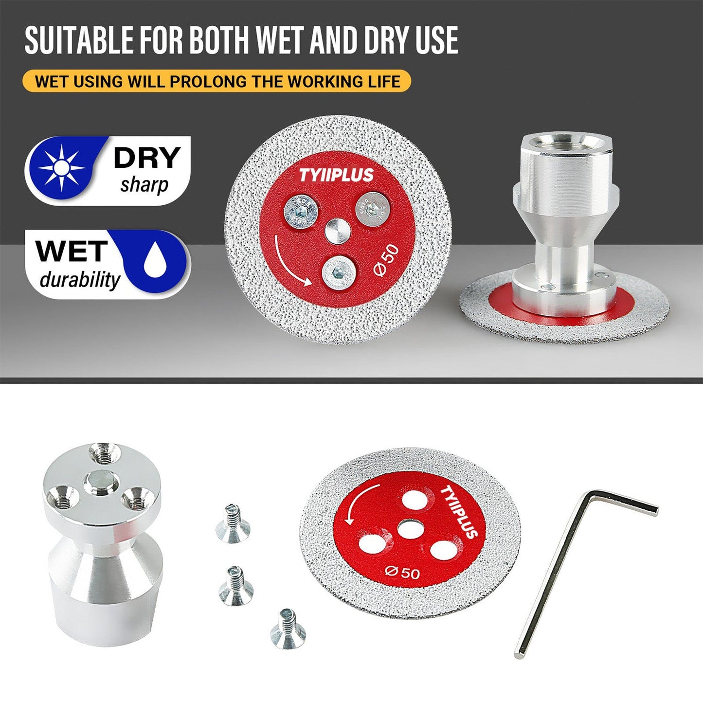 Professional 50mm (2") Diamond Grinding & Cutting Disc with RemovabIe FIange for Tile & Stone