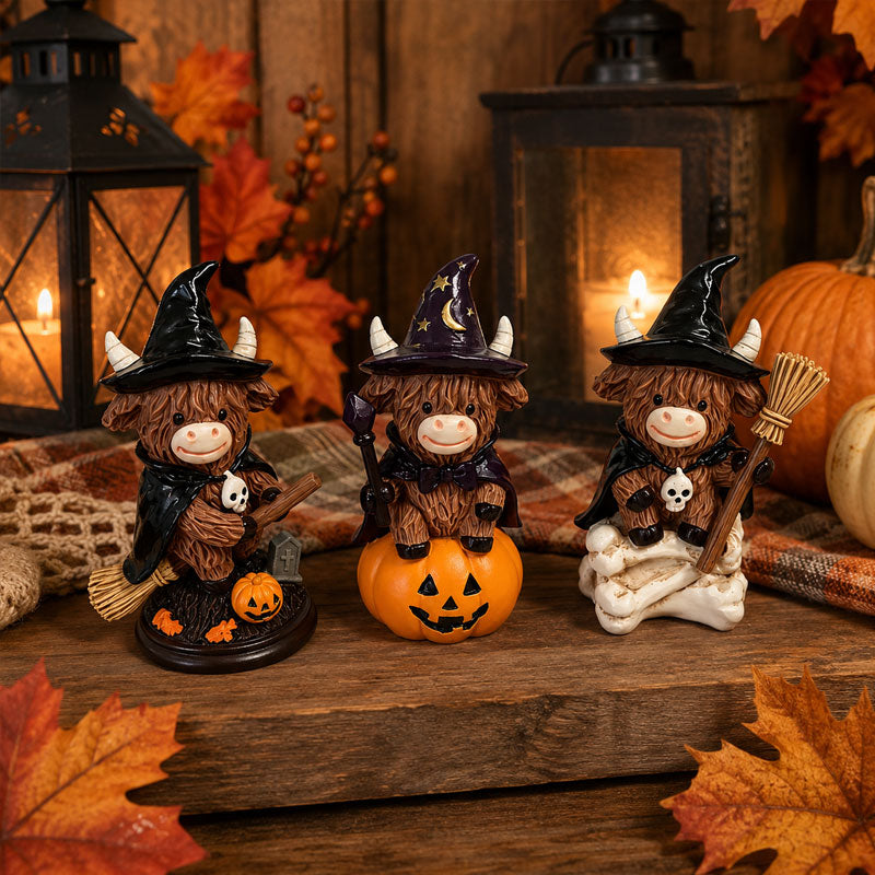 🎃🐮Halloween Highland Cow Witch Ornament