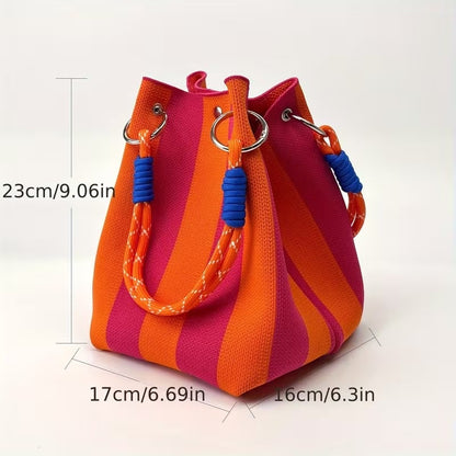 🌴 Boho Crochet Bucket Bag for Women – Handmade Woven Summer Beach Shoulder Bag