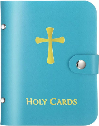 ✝️ Catholic Genuine Leather Holy Card Holder – Pocket Prayer Card Organizer with Snap Closure