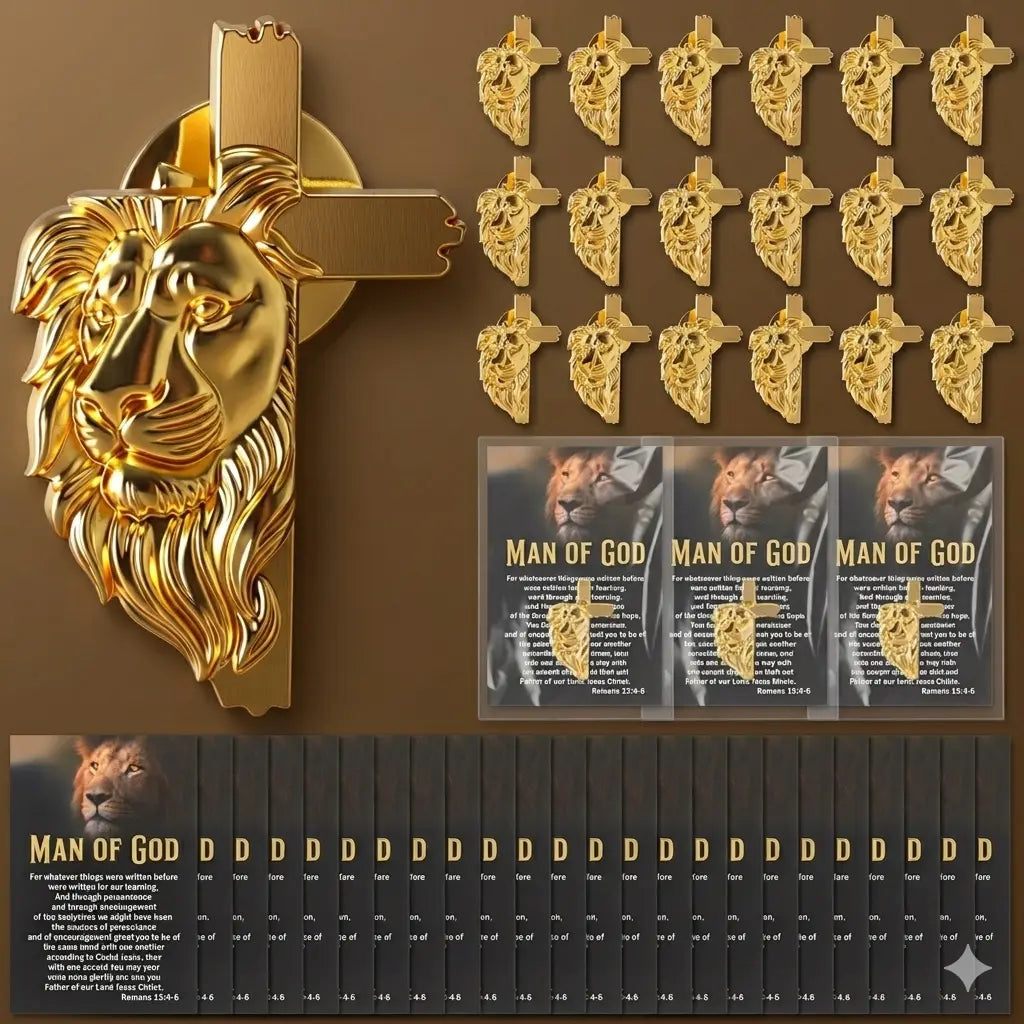 "Man of God" Lion Cross Lapel Pin - Meaningful Father's Day & Christian Faith Gift for Men