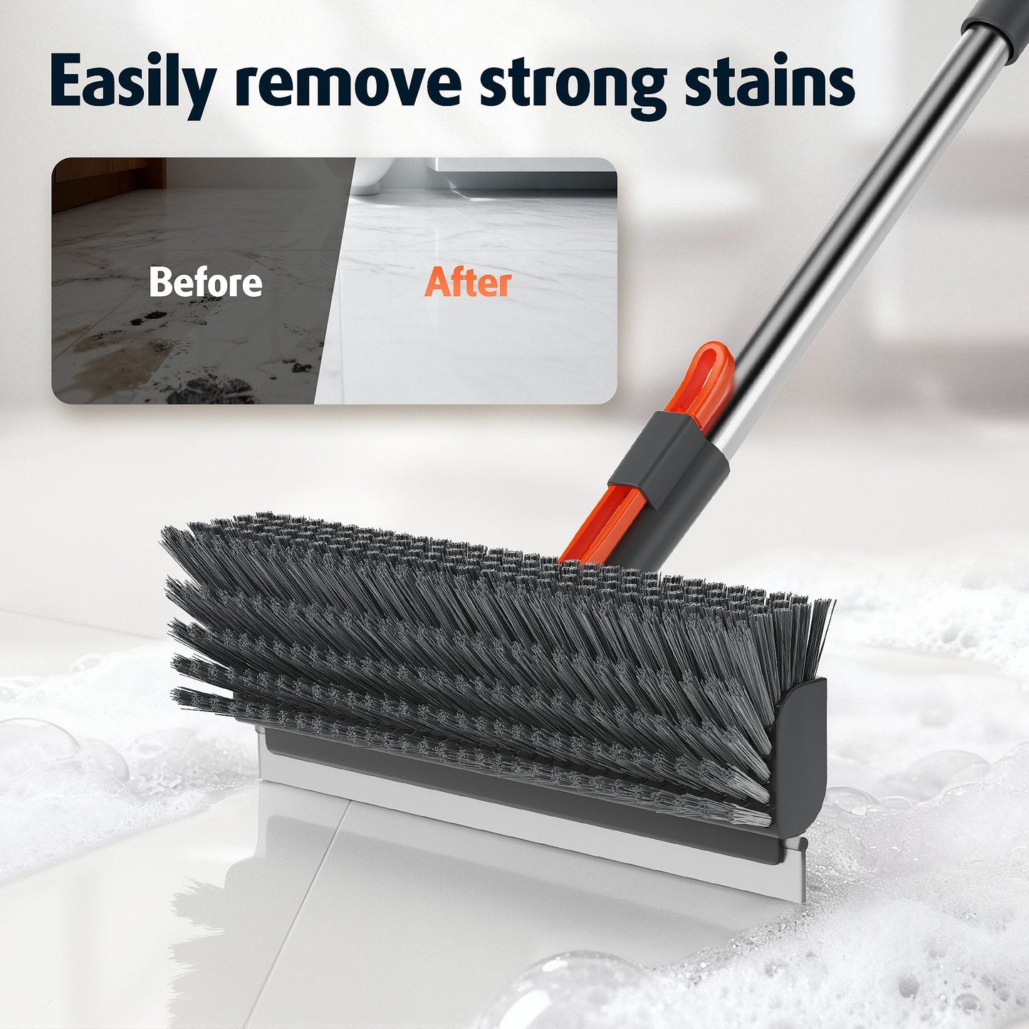 3-in-1 Adjustable Floor Scrub Brush – 360° Rotating Cleaning Tool