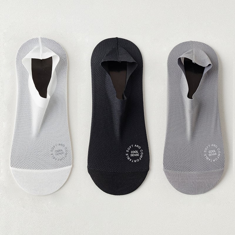 3-Pair Invisible Grip Socks Pack 🧦Breathable | Low-Cut | Anti-Slip | Sweat-Absorbing