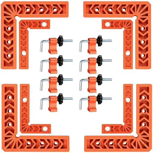 90 Degree Corner Clamp & Positioning Square Set - (3" 4")inch x 8 Right Angle Clamp with 8 Clamp ABS Plastic L-Shaped Tool