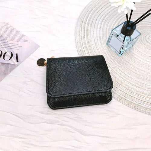 Elegant and Minimalist Women's Slim Short Wallet – with card slots, a bill compartment, and an ID window