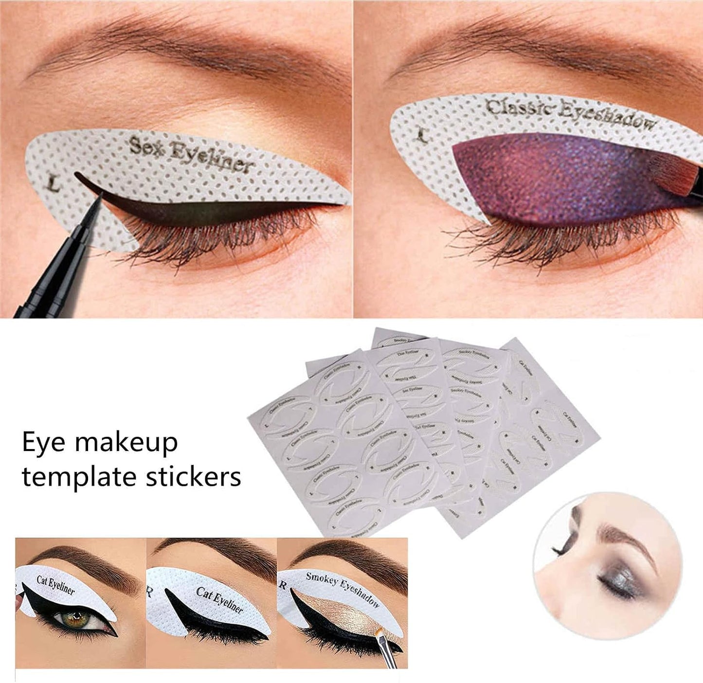 16PCS Eyeliner & Eyeshadow Stencil Kit - Perfect Wings in Seconds