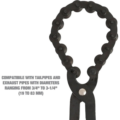 TyiiPLUS Exhaust Cutter, Cuts 3/4" to 3-1/4" Pipe, Durable Chain Cutter Tool, Easy One-Handed Rotation, Compact Pipe Cutter Chain for Tight Spaces