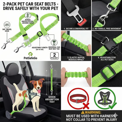 2-Pack Pet Dog & Cat Seat Belts for Cars