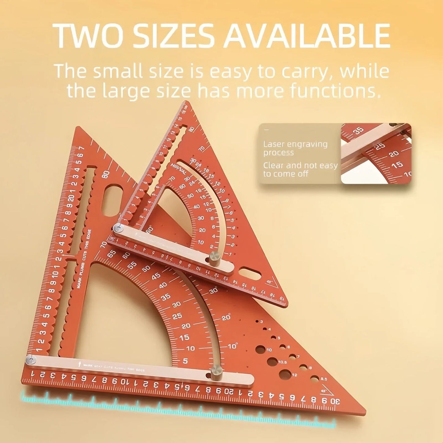 Multifunctional Woodworking Triangle Ruler - Heavy Duty Aluminum Alloy Speed Square with Adjustable Positioning Block & Protractor for Carpentry