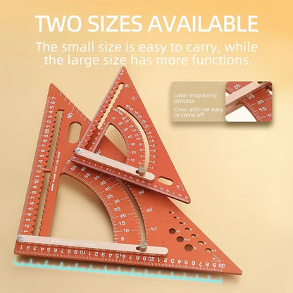 Multifunctional Woodworking Triangle Ruler - Heavy Duty Aluminum Alloy Speed Square with Adjustable Positioning Block & Protractor for Carpentry