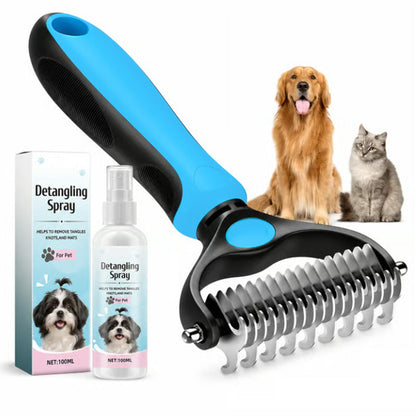🐾 Double-Sided Deshedding Pet Brush – Dual-Sided, Ergonomic & Gentle for Dogs & Cats