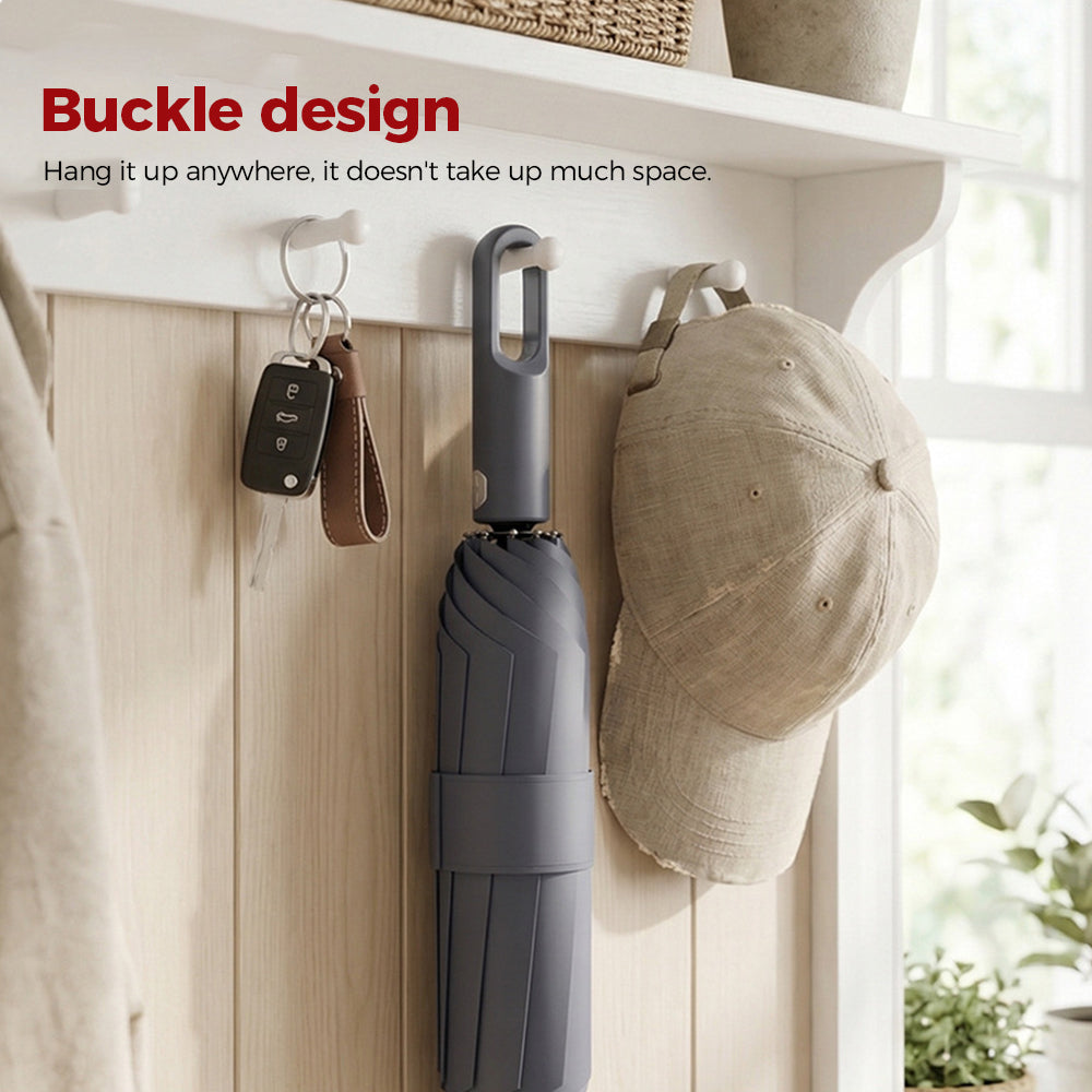 Portable Three-Fold Automatic Umbrella with Concealed Retractable Umbrella Cover