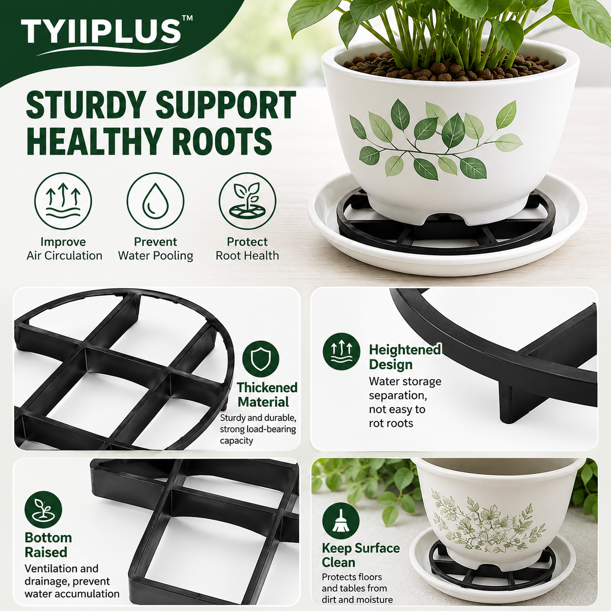 TYIIPLUS™ Plant Pot Riser Stand for Better Drainage & Healthy Roots