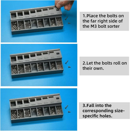 M3 Screw Organizer – Precision Bolt Sorter Tray with 7 Measuring Slots