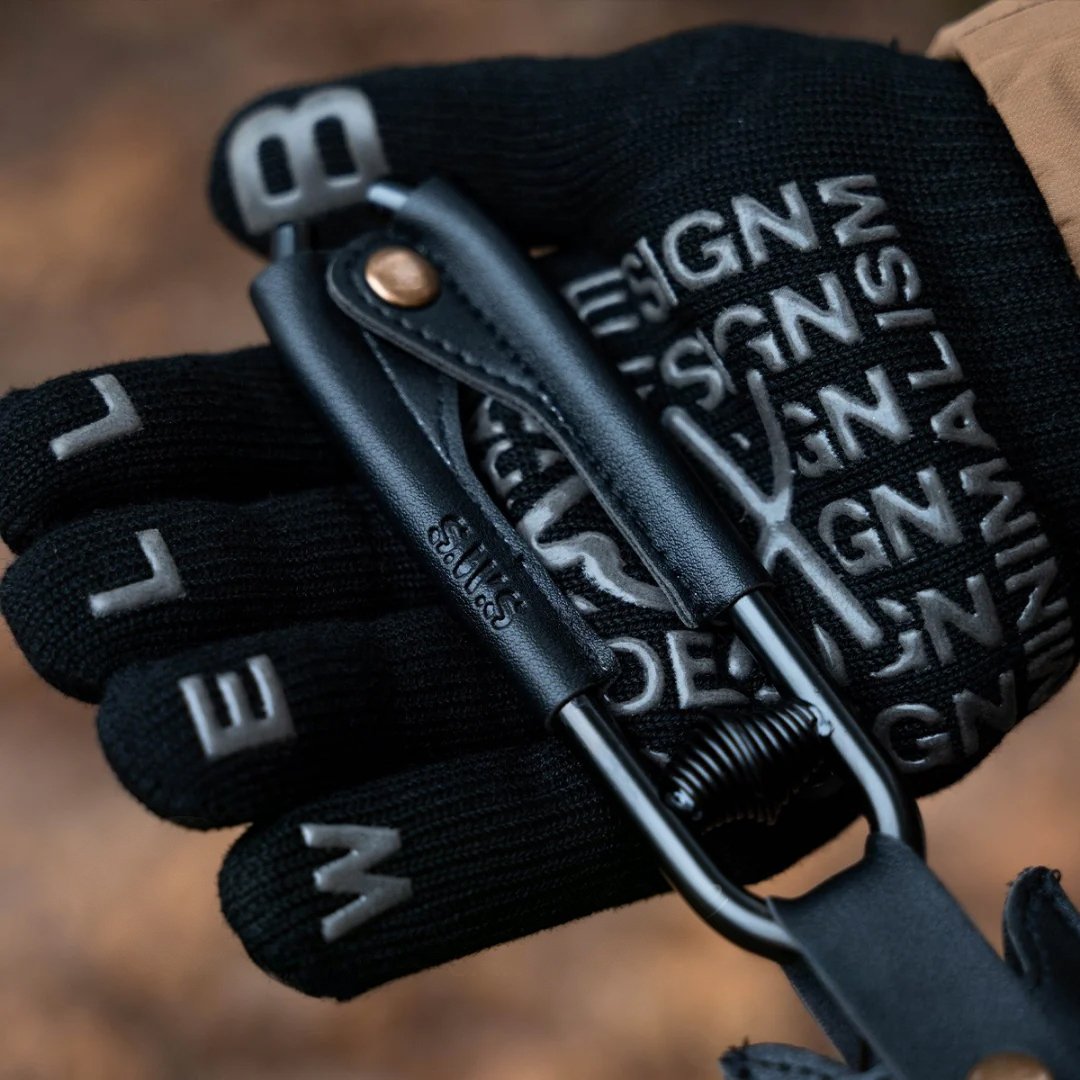 ⛺️ Camping Fire Tongs | Heavy-Duty Carbon Steel | Leather Sheath | Serrated Grip | Brown/Black Options