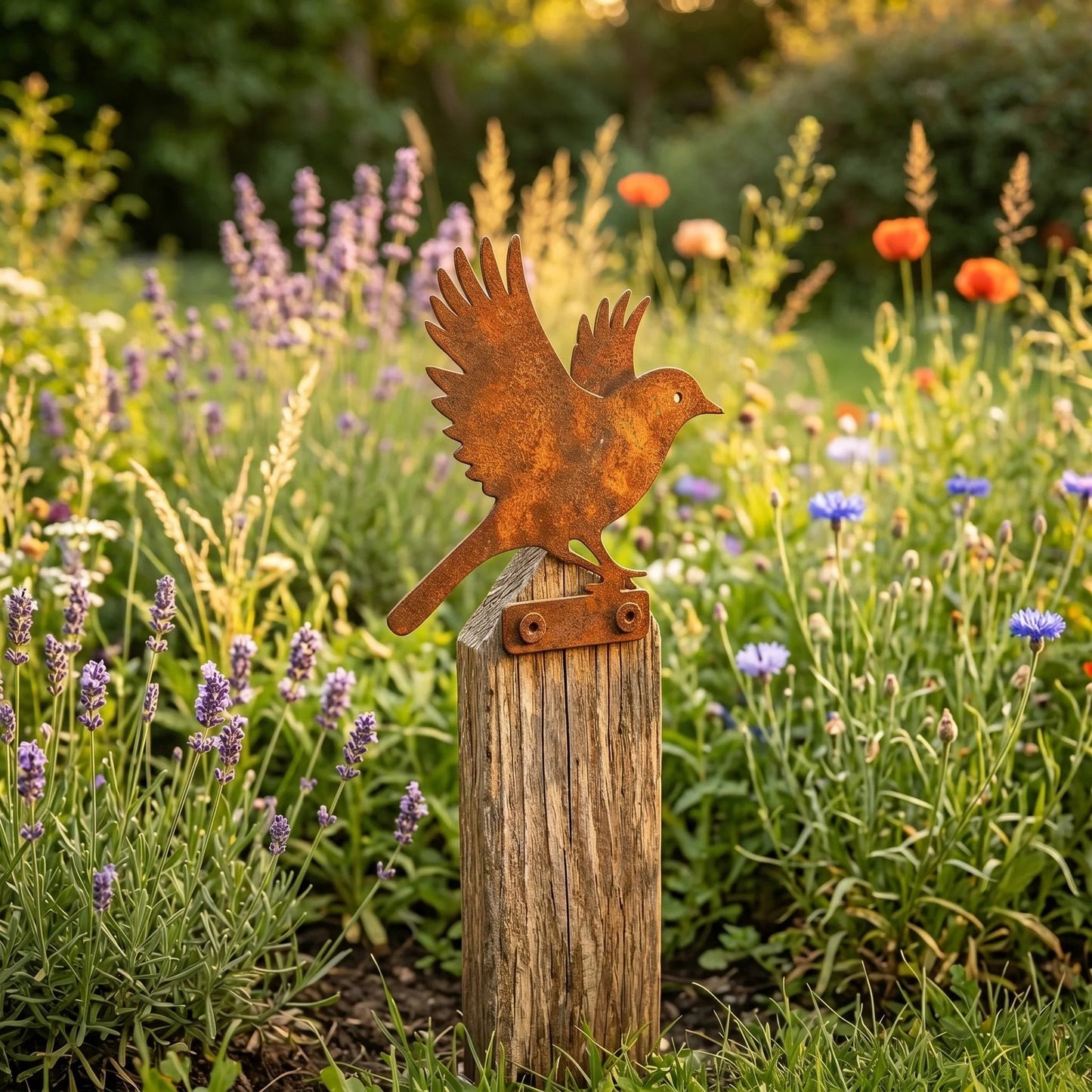 🐦 5-Piece Lifelike Rusty Metal Bird Silhouettes Garden Art