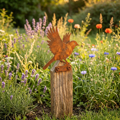 🐦 5-Piece Lifelike Rusty Metal Bird Silhouettes Garden Art