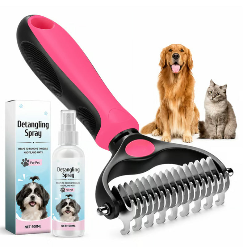 🐾 Double-Sided Deshedding Pet Brush – Dual-Sided, Ergonomic & Gentle for Dogs & Cats