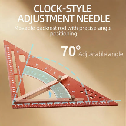 Multifunctional Woodworking Triangle Ruler - Heavy Duty Aluminum Alloy Speed Square with Adjustable Positioning Block & Protractor for Carpentry