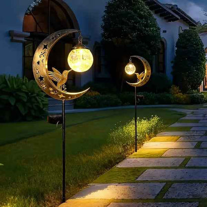 Solar Hummingbird Moon Garden Light – Decorative Outdoor Stake Lantern🌙