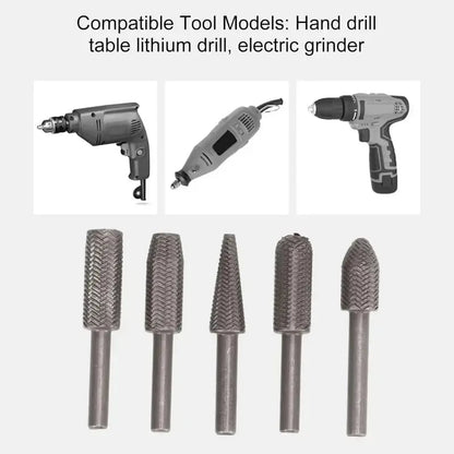 🔥 5-Piece Carbon Steel File Set – High-Speed Wood Grinding & Carving Bits